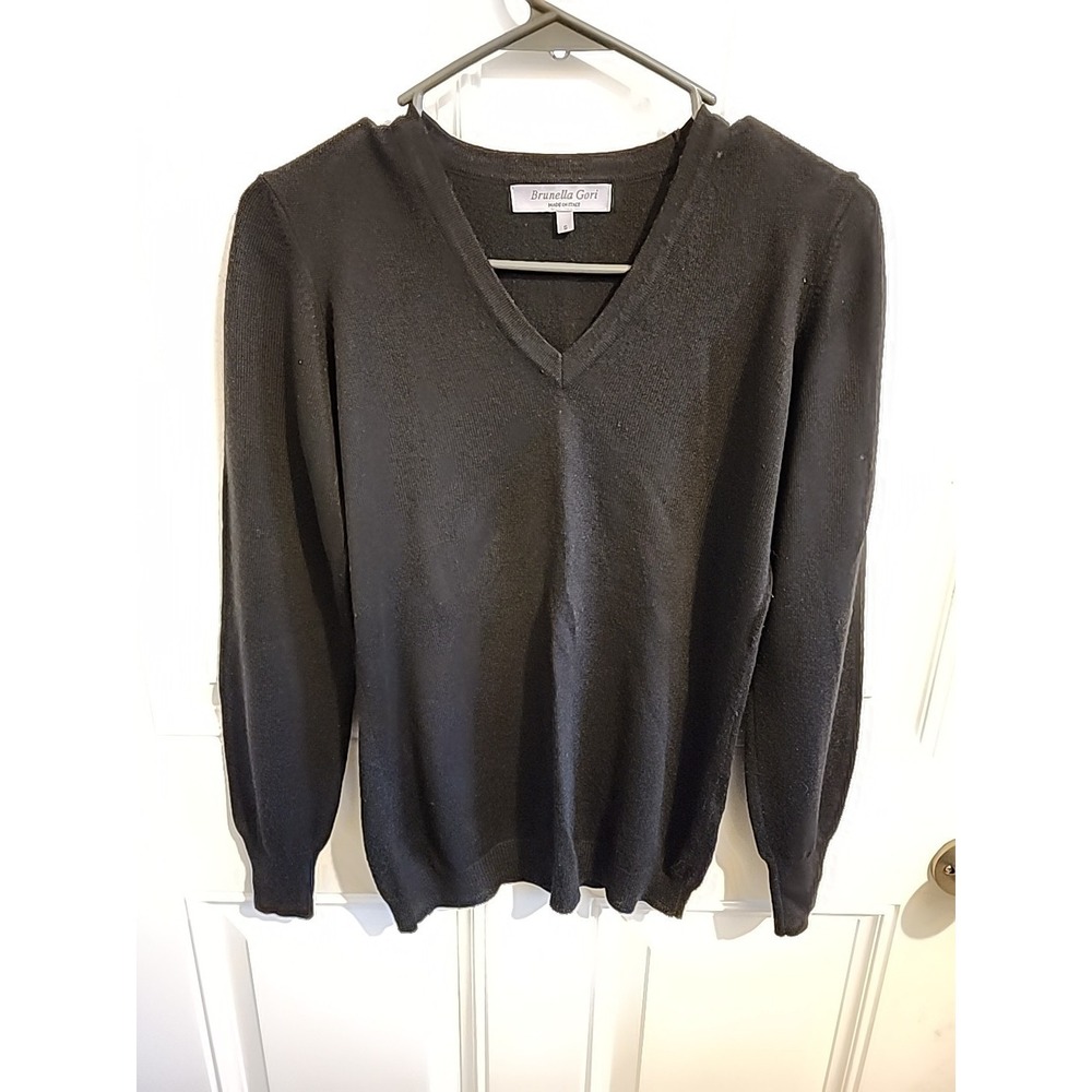 BRUNELLA GORI Sz S  Pullover 100% Extrafine Merino Wool Sweater Black Made Italy